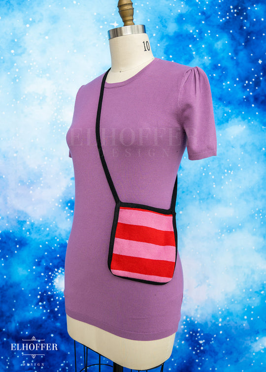 Knit Cross-Body Pouchette - Valentine Stripes