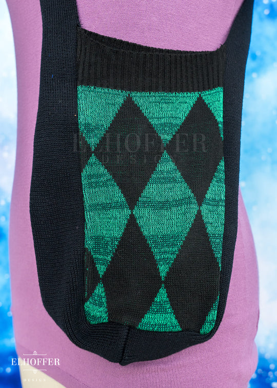 Knit Cross-Body Satchel - Green Diamonds