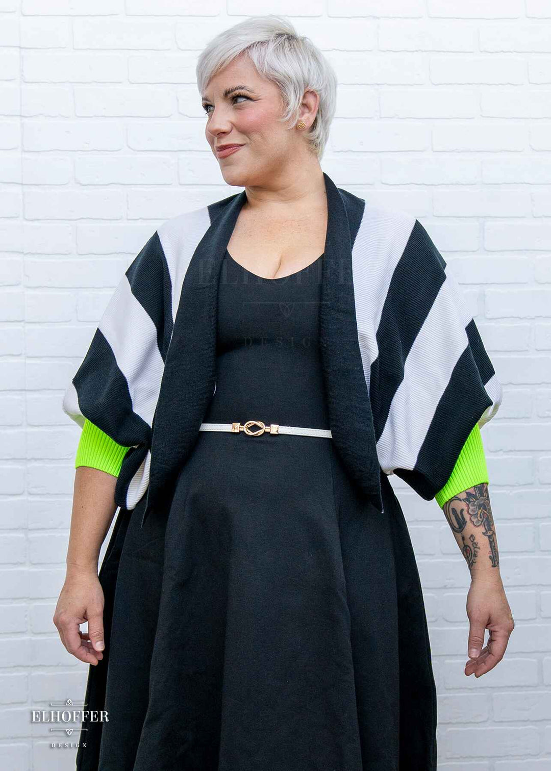 Essential Cropped Oversize Shrug - Showtime Stripe