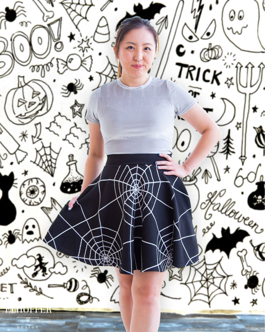 Essential Knit Skirt - Goth Spiderwebs