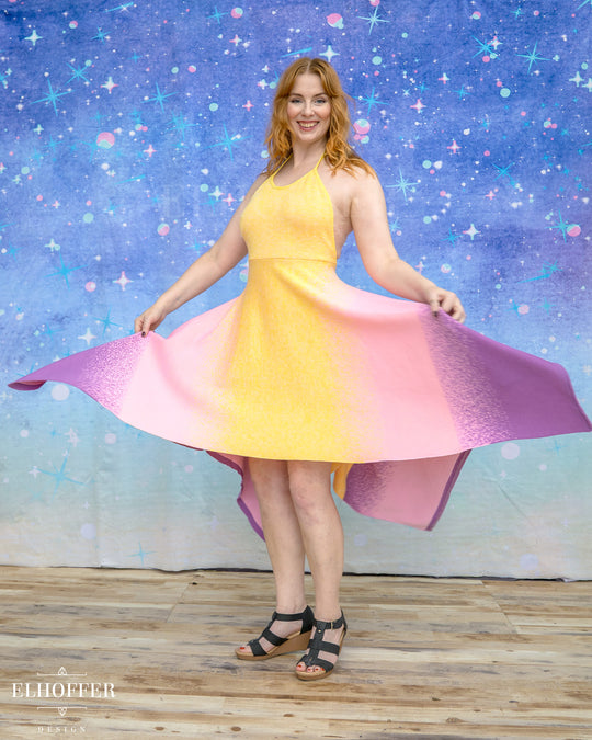 PREORDER - Galactic Dusk Halter Handkerchief Dress