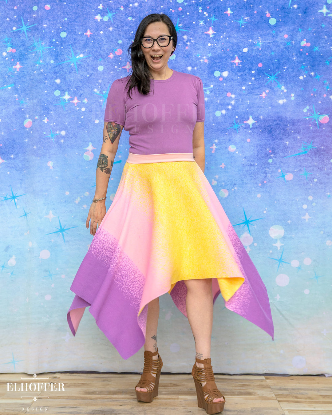 PREORDER - Galactic Dusk Handkerchief Hem Skirt