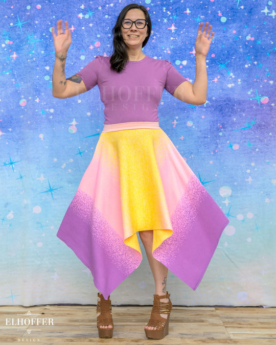 PREORDER - Galactic Dusk Handkerchief Hem Skirt