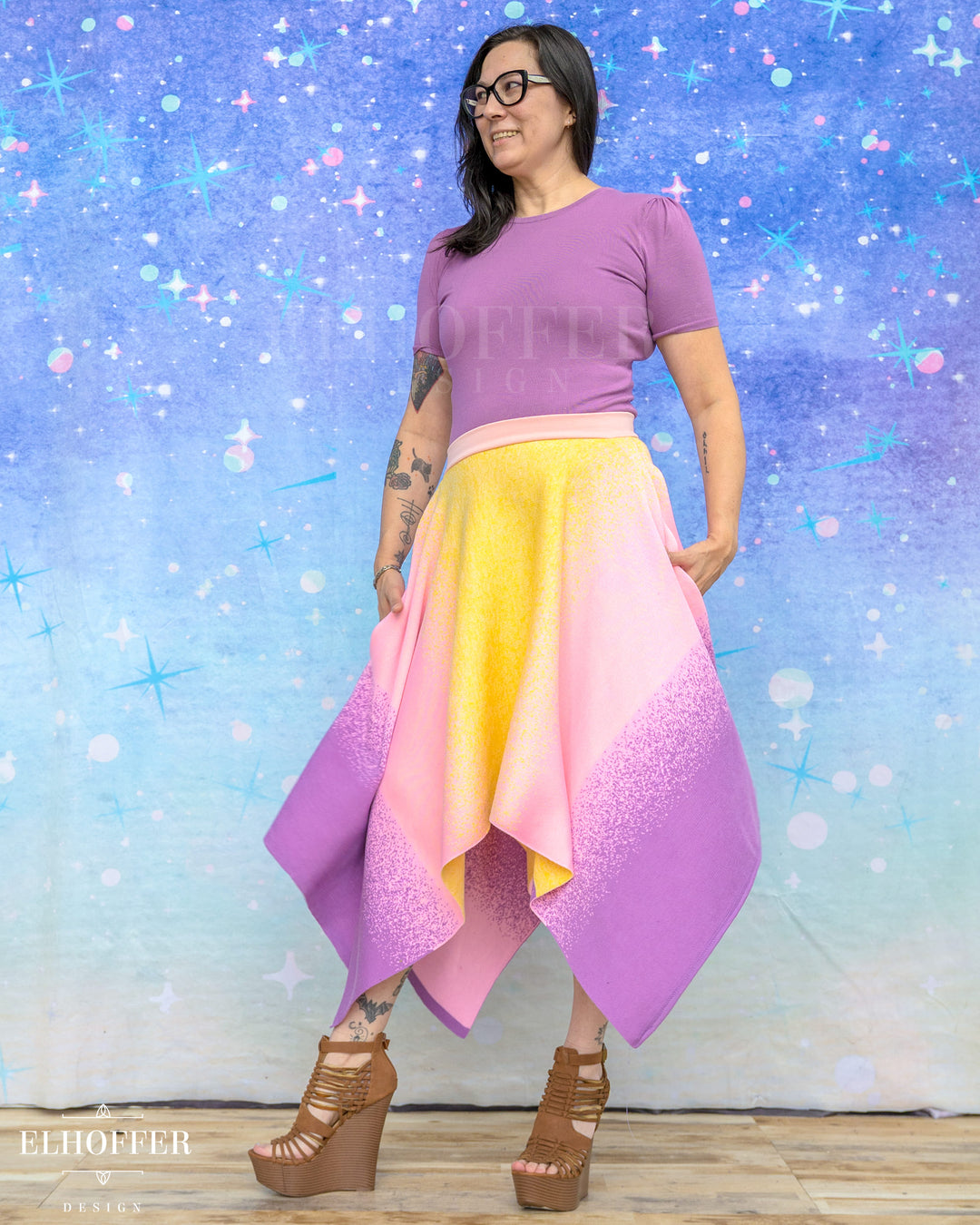 PREORDER - Galactic Dusk Handkerchief Hem Skirt