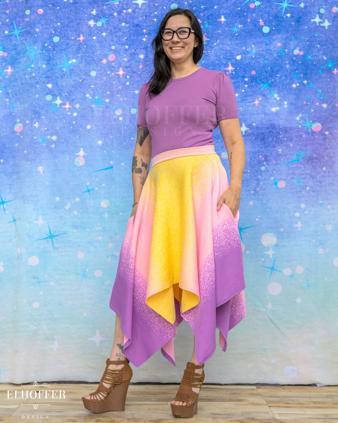 PREORDER - Galactic Dusk Handkerchief Hem Skirt