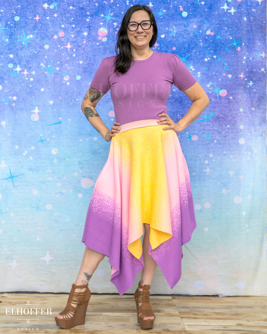 PREORDER - Galactic Dusk Handkerchief Hem Skirt