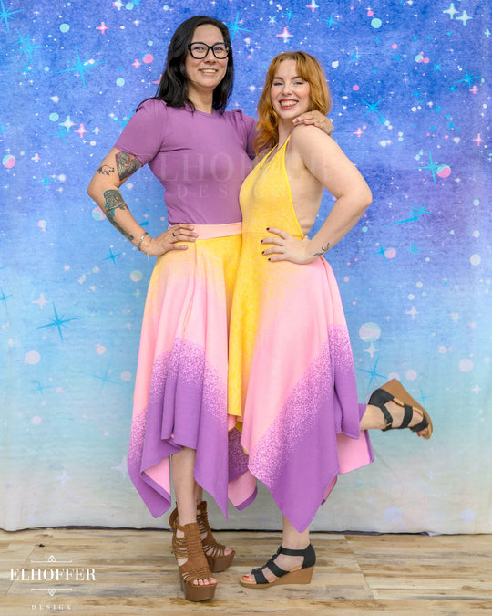 PREORDER - Galactic Dusk Halter Handkerchief Dress