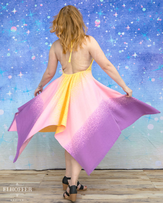 PREORDER - Galactic Dusk Halter Handkerchief Dress