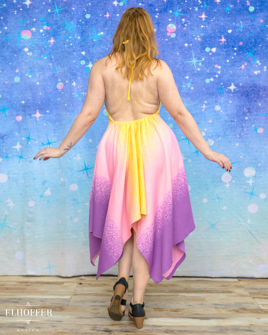 PREORDER - Galactic Dusk Halter Handkerchief Dress