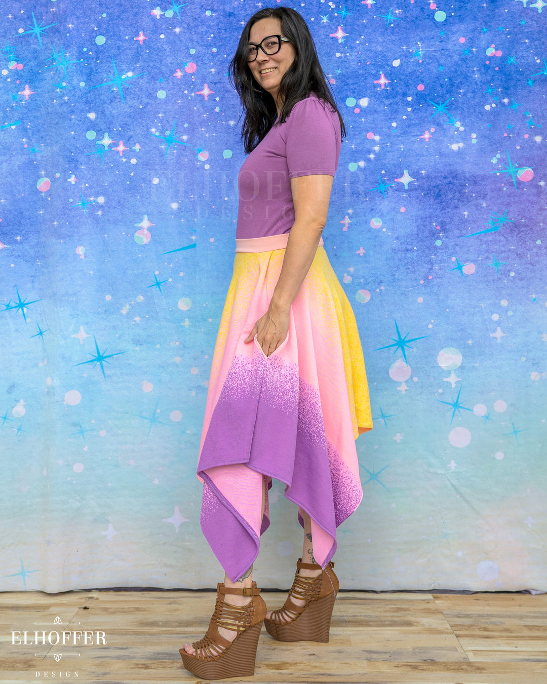 PREORDER - Galactic Dusk Handkerchief Hem Skirt