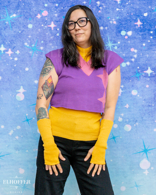 Mysterious Sparkle Arm Warmers - Mustard