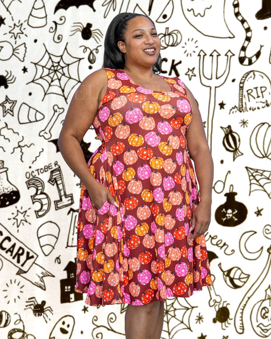 Essential Knee Length Dress - Pumpkin Witch