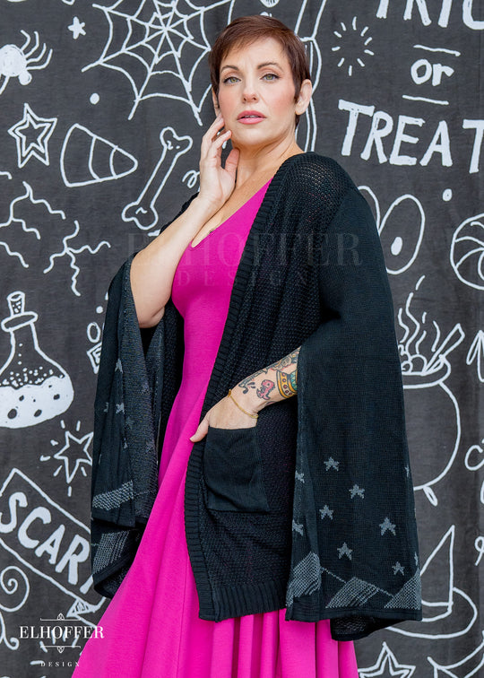 Fae of Night & Stars Cape Sleeve Longline Cardigan