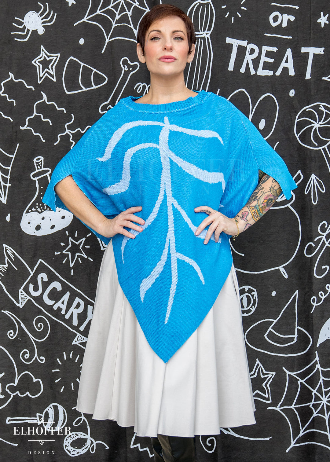 Essential Leaf Poncho - Frosty Blue