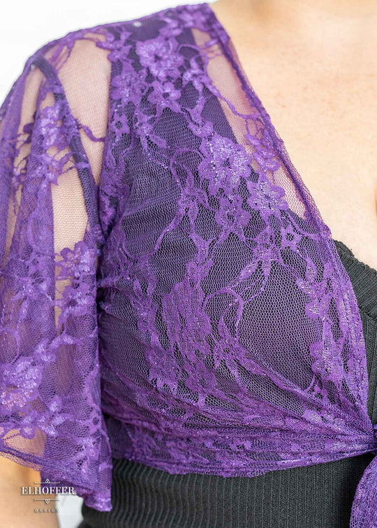 Essential Drusilla Wrap Top - Purple Floral Lace