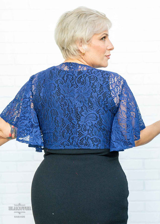 Essential Drusilla Wrap Top - Navy Floral Lace