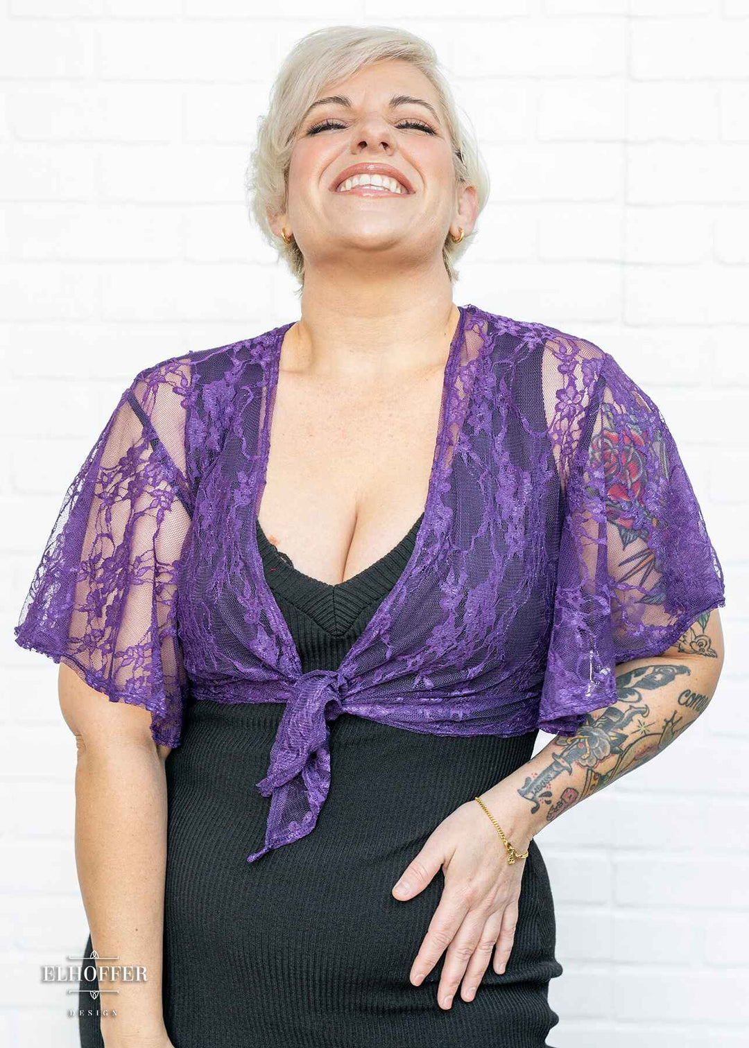 Essential Drusilla Wrap Top - Purple Floral Lace