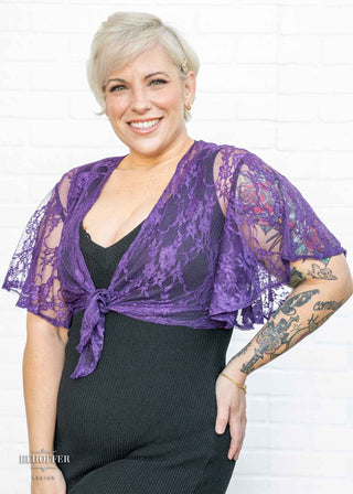 Essential Drusilla Wrap Top - Purple Floral Lace