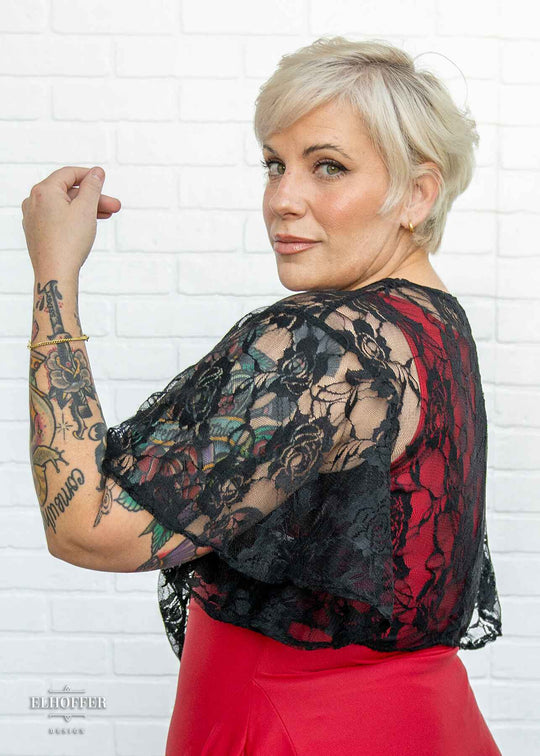 Essential Drusilla Wrap Top - Black Rose Lace