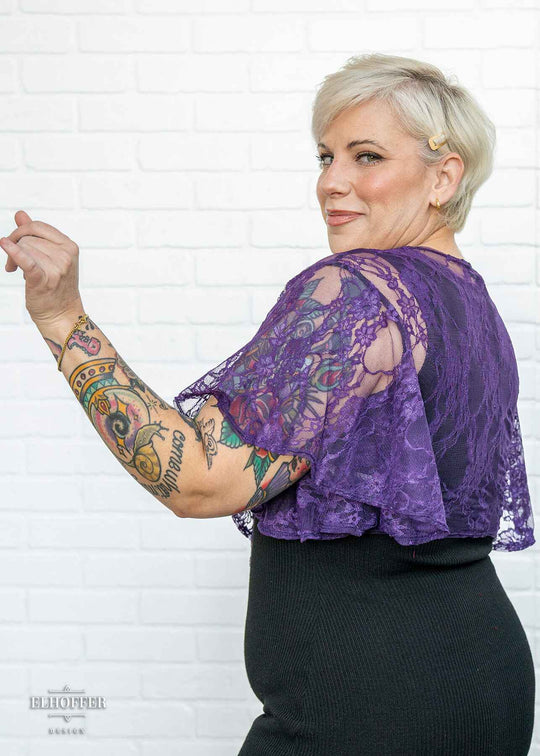 Essential Drusilla Wrap Top - Purple Floral Lace