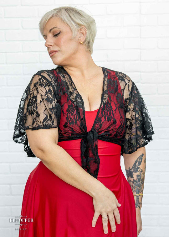 Essential Drusilla Wrap Top - Black Rose Lace