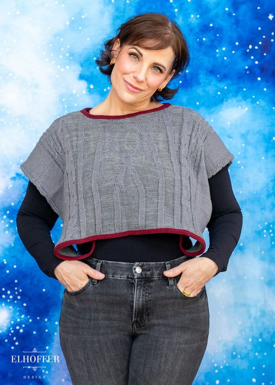 Handmade Boatneck Wrap Top - Grey Prodigy Knit