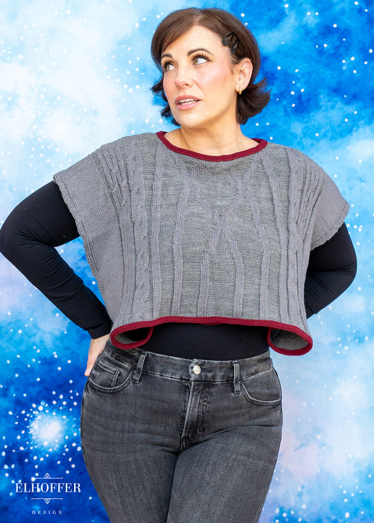 Handmade Boatneck Wrap Top - Grey Prodigy Knit