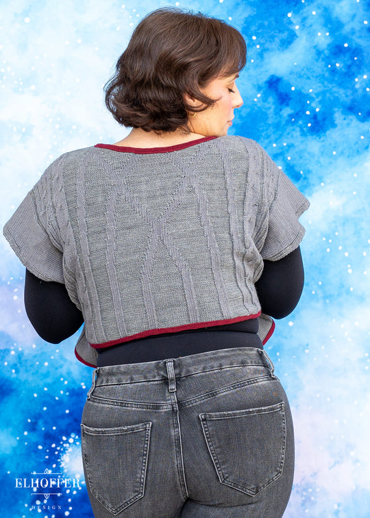 Handmade Boatneck Wrap Top - Grey Prodigy Knit