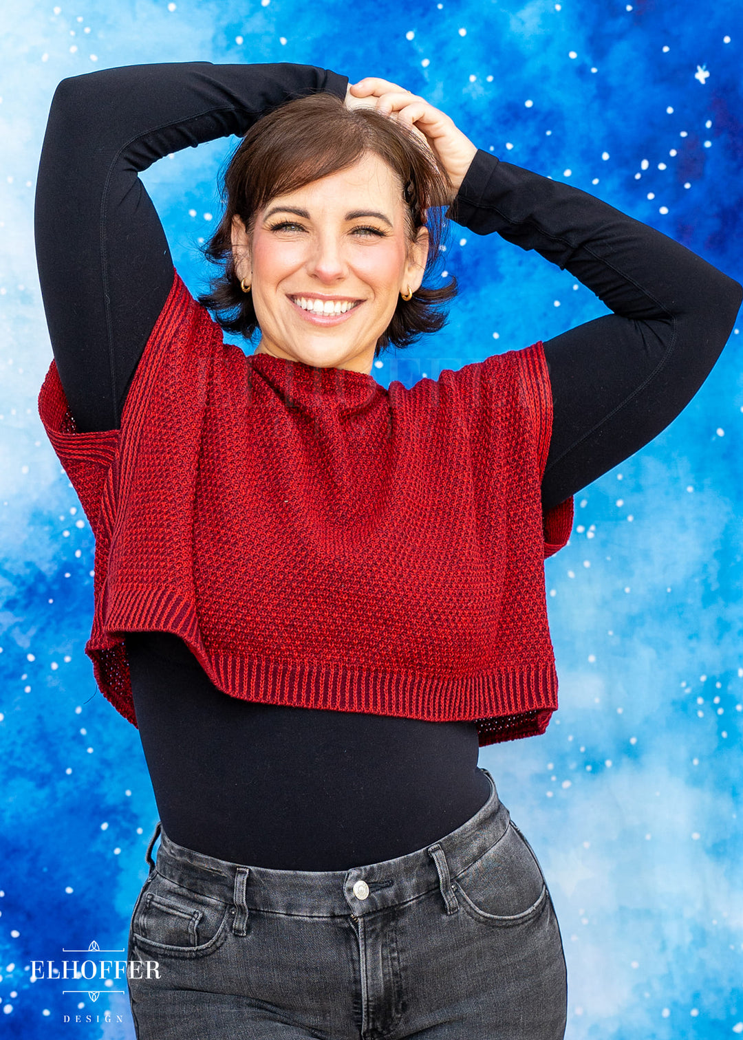 Handmade Boatneck Crop - Vamp Red Fae Knit - Best on Smaller Sizes