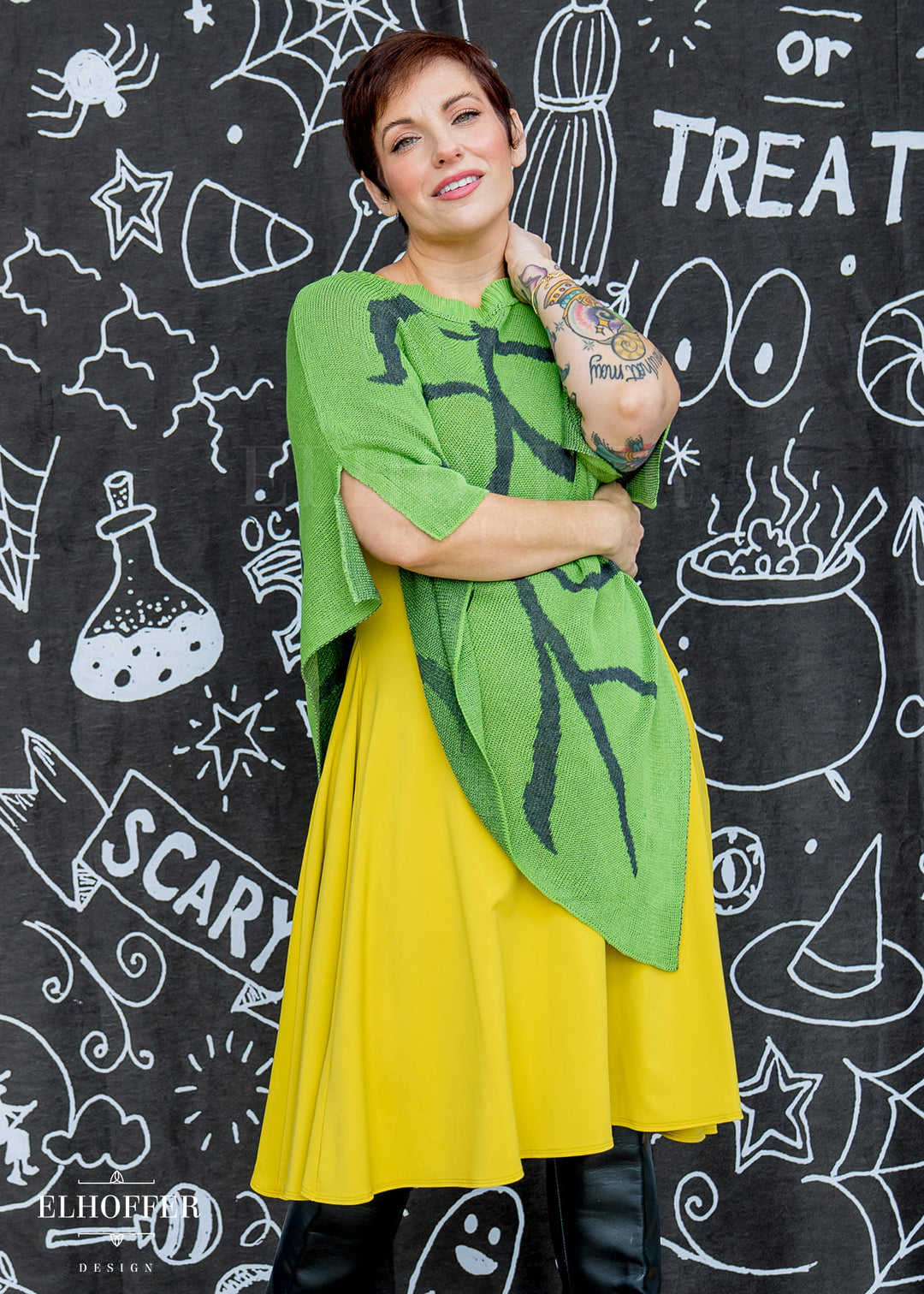 Essential Leaf Poncho - Spring Green