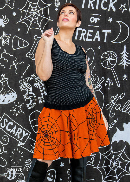 Essential Knit Skirt - Pumpkin Spiderwebs