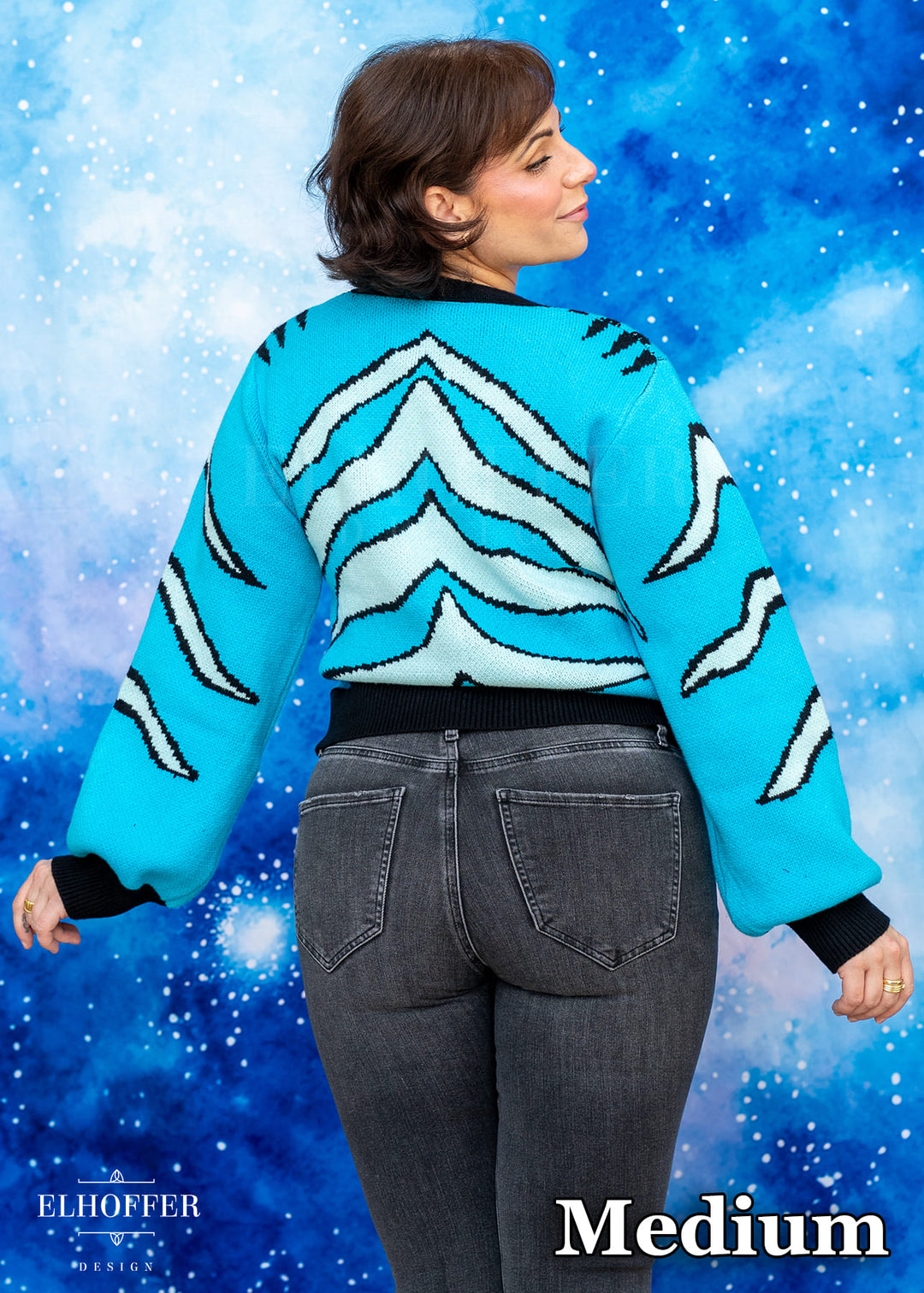 PREORDER - Turquoise Tiger Oversize Crop Cardi