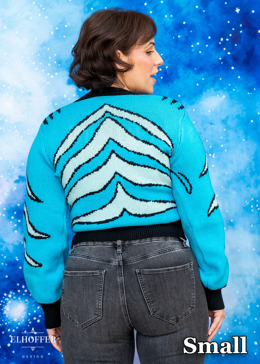 PREORDER - Turquoise Tiger Oversize Crop Cardi