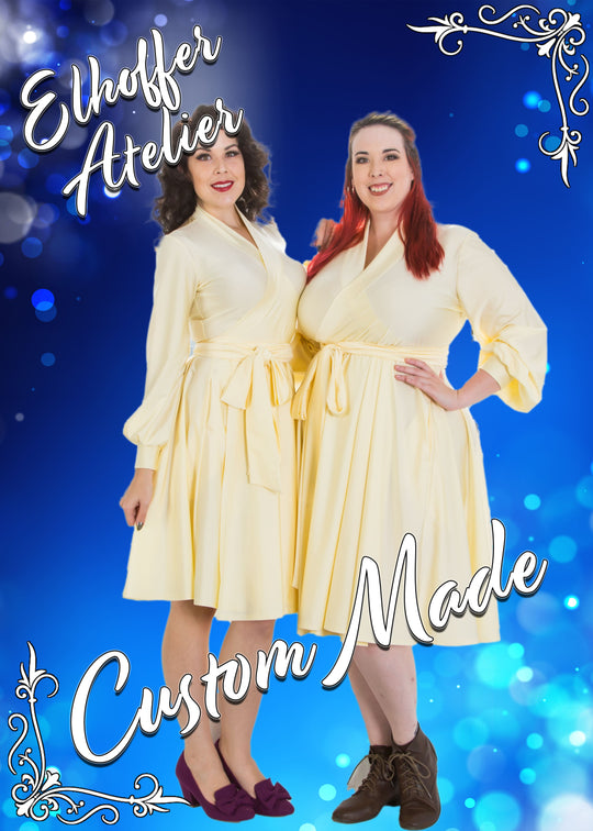 Elhoffer Atelier - Custom Midi Wrap Dress - Bishop Sleeve - Made to Order