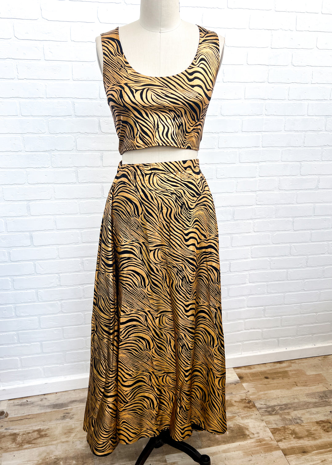 SAMPLE SALE | Handmade Golden Honmoon Maxi Skirt & Crop Combo - S