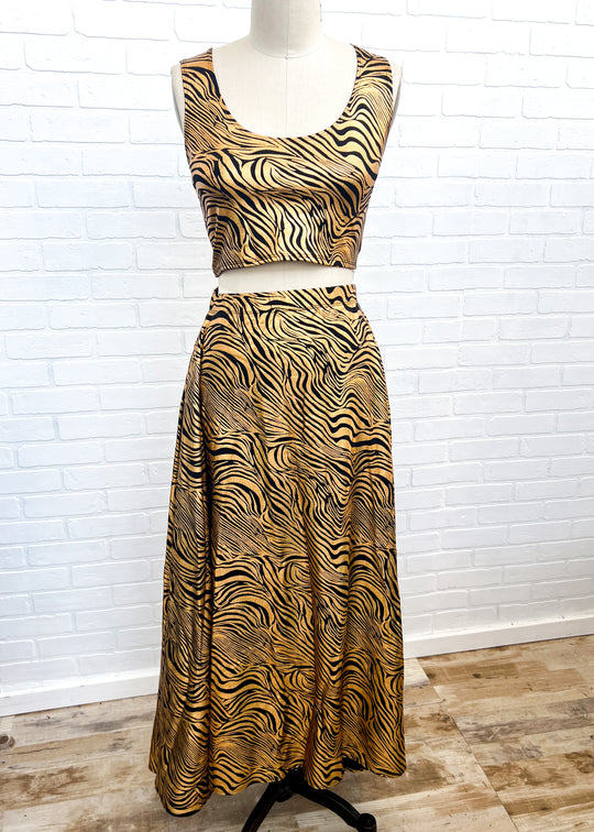 SAMPLE SALE | Handmade Golden Honmoon Maxi Skirt & Crop Combo - S