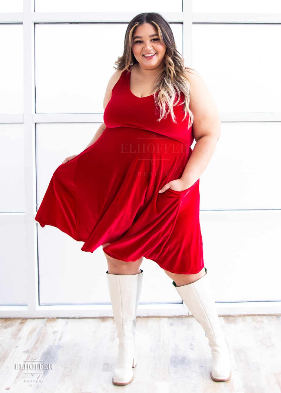 Essential Aquarius Knee Length Dress - Ruby Velvet