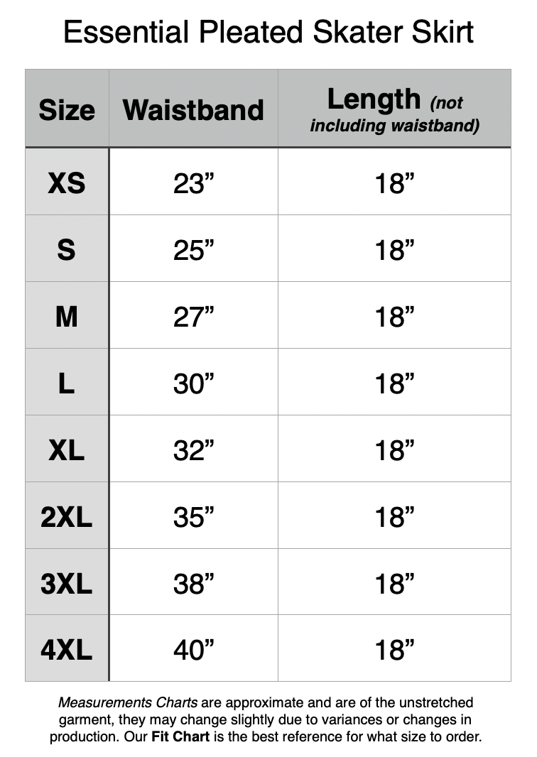 Unstretched Waist Measurement. XS 23". S 25". M 27". L 30". XL 32". 2X 35". 3X 38". 4X 40".