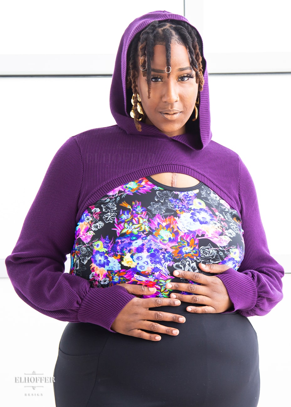 Retired Essential Capricorn Crop Hoodie - Sinister Purple Top