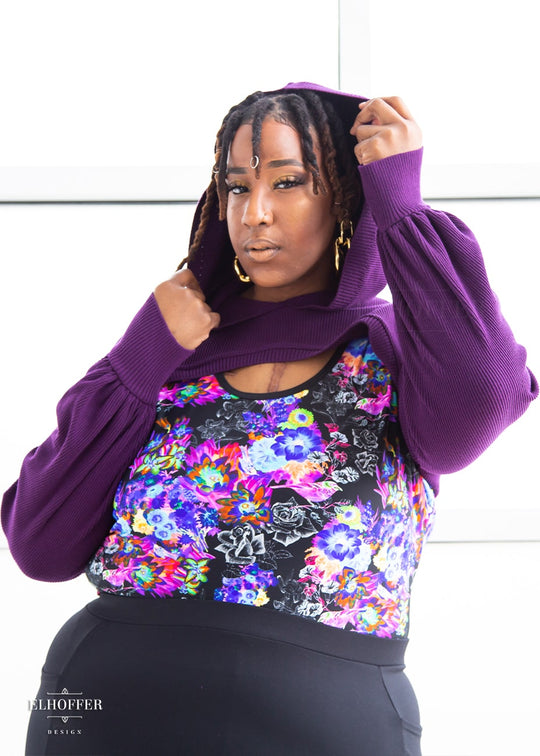 Retired Essential Capricorn Crop Hoodie - Sinister Purple Top