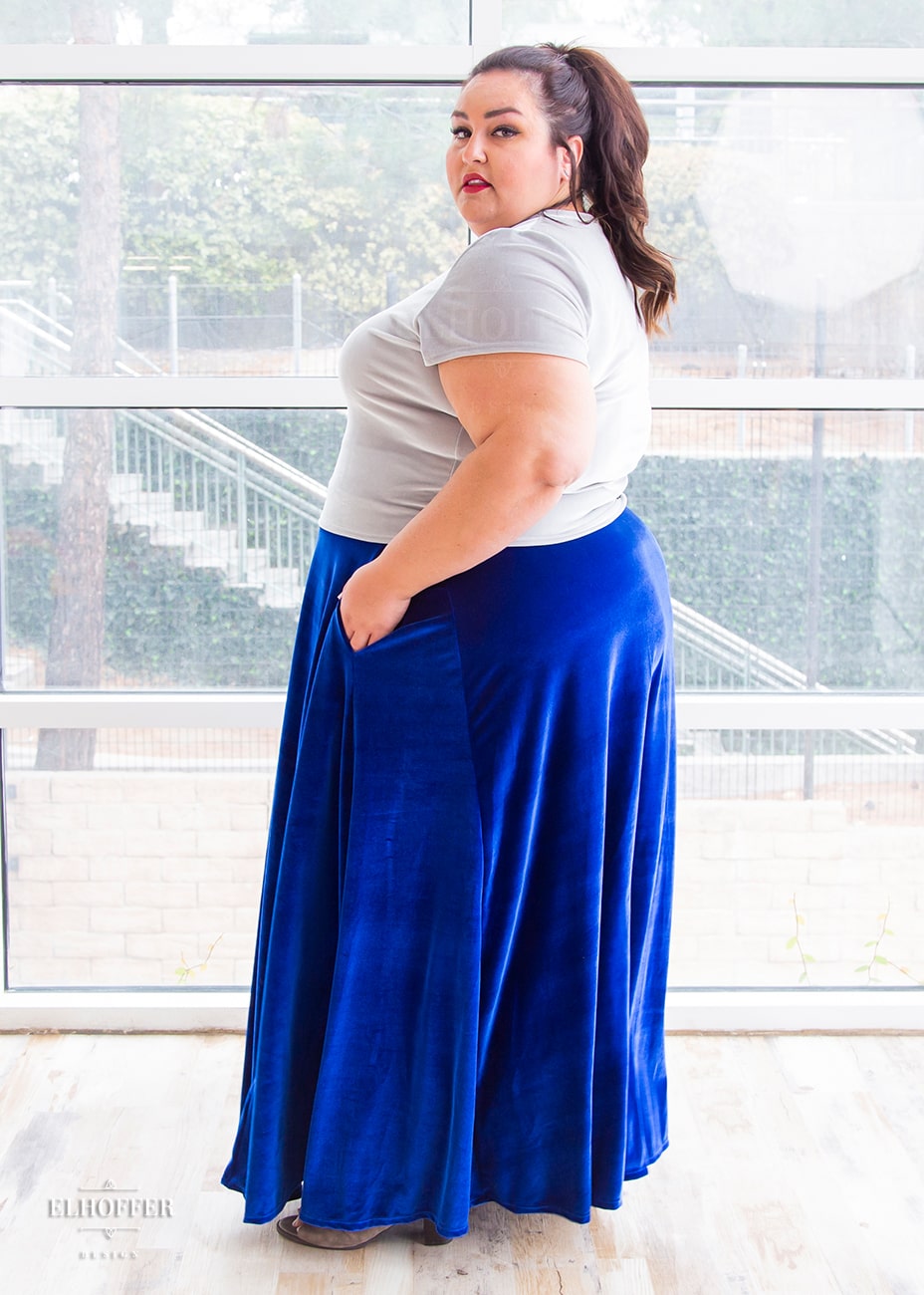 Essential Cindy Maxi Skirt - Sapphire Velvet