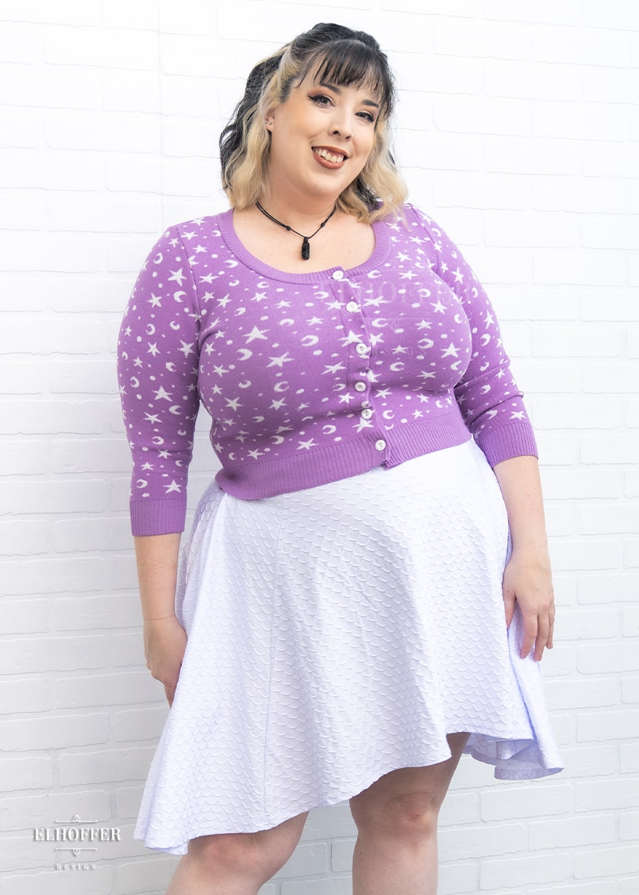 Essential Cordelia Cropped Cardi - Enchanted Violet Starry Witch