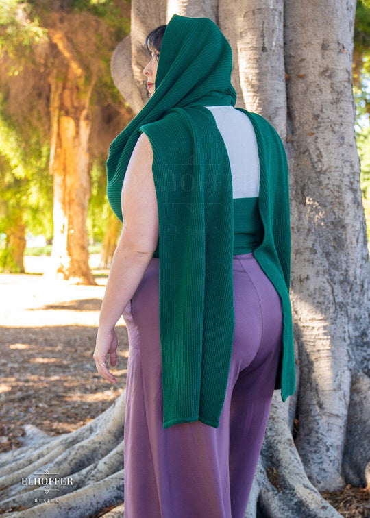 Retired Sacred Princess Knit Wrap Cape - Short Forest Green Cape