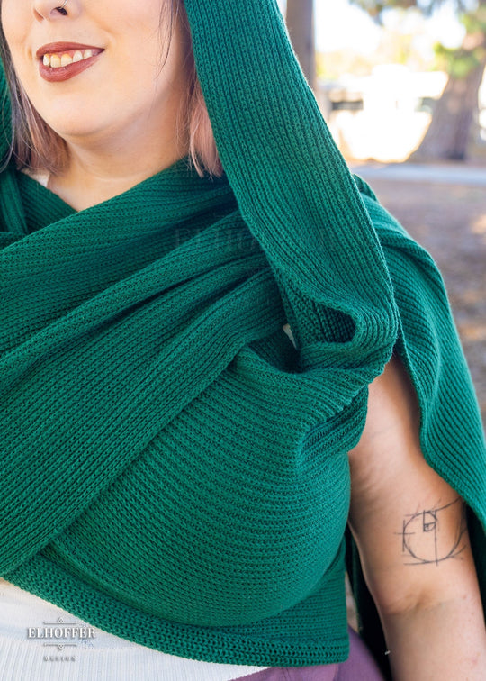 Retired Sacred Princess Knit Wrap Cape - Short Forest Green Cape