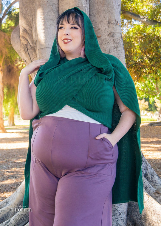 Retired Sacred Princess Knit Wrap Cape - Short Forest Green Cape