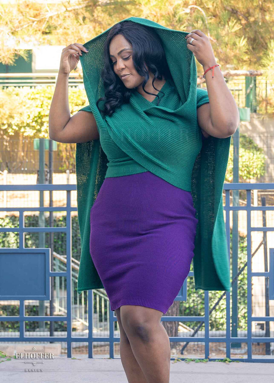 Retired Sacred Princess Knit Wrap Cape - Short Forest Green Cape