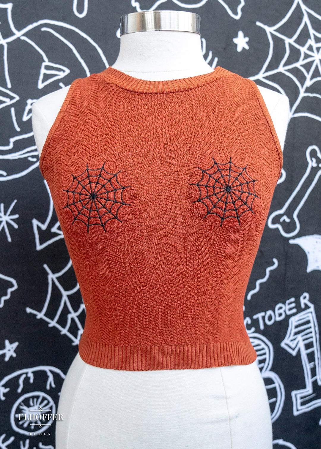 Essential Susan Crop Top - Dark Rust Spider-Bewbs