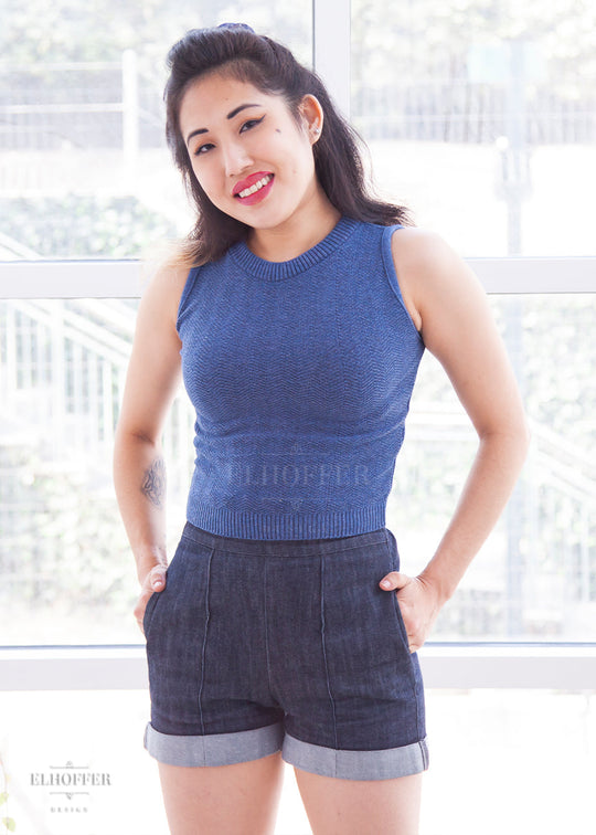 Essential Susan Crop Top - Denim Blue