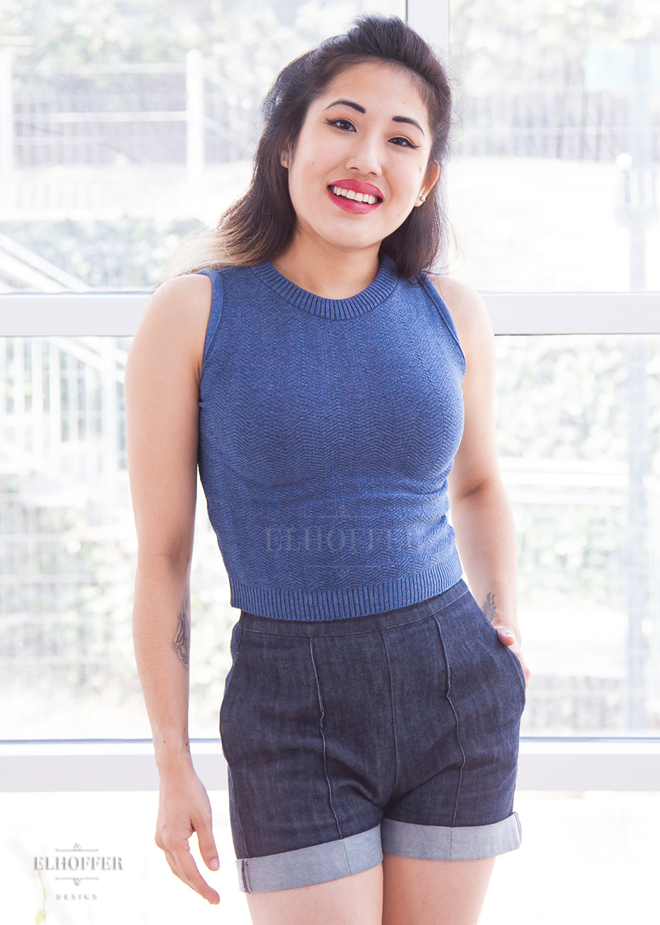 Essential Susan Crop Top - Denim Blue