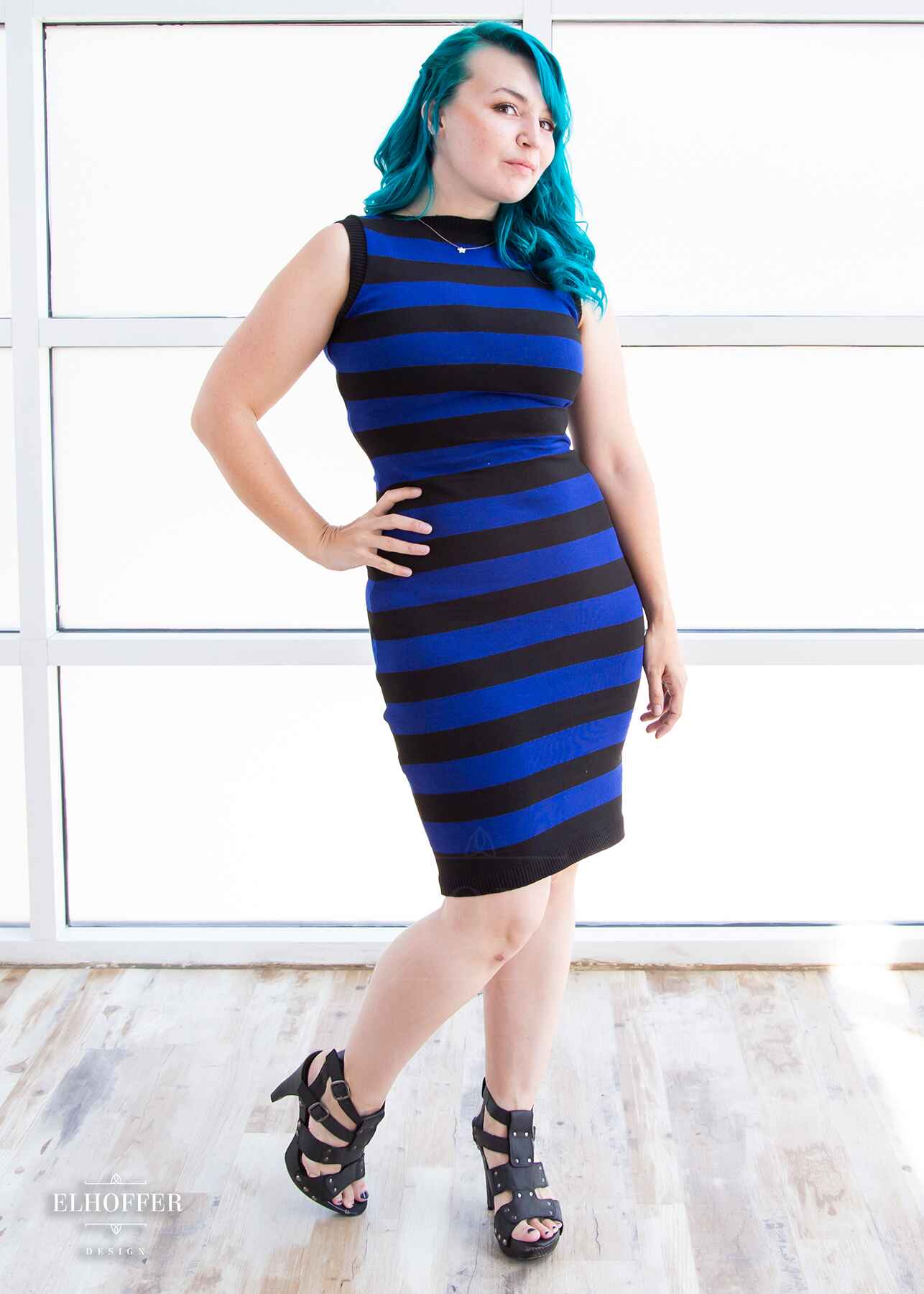 Essential Pisces Dress - Black & Blue Stripes